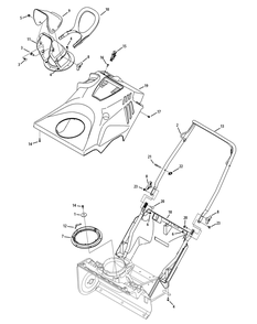 Shroud, Chute And Handle Diagram and Parts List for 1X221HP (31AS2S5D710-31AS2S5D756)(2014) Cub Cadet Snow Blower